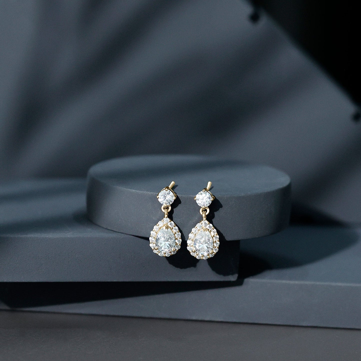 1.5 Carat Moissanite Bridal Dangle Earrings in Prong Setting