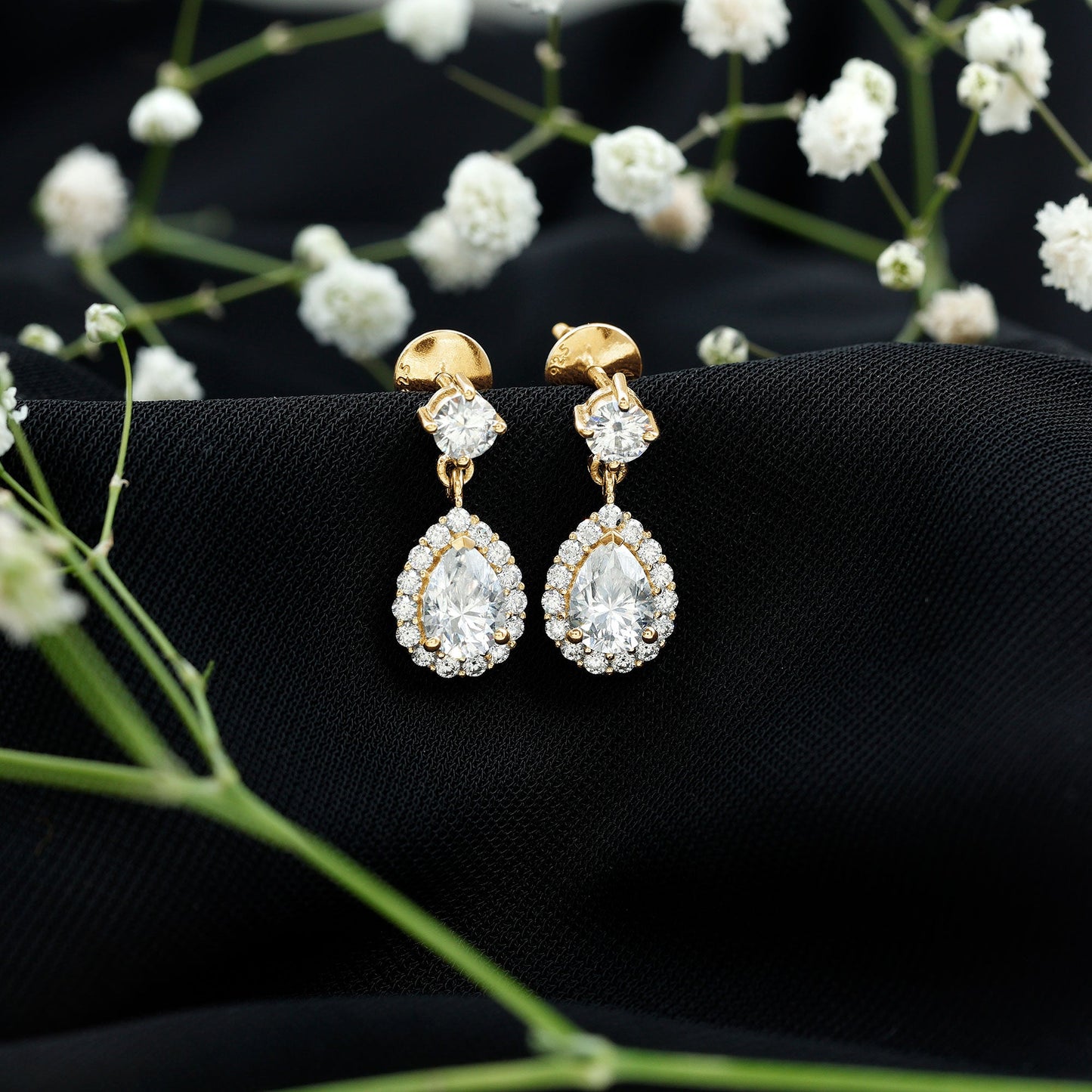 1.5 Carat Moissanite Bridal Dangle Earrings in Prong Setting