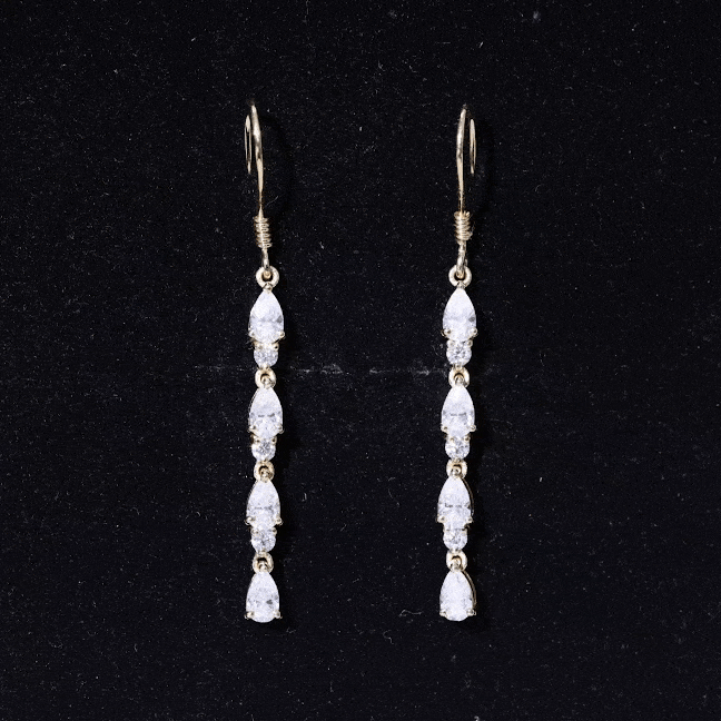 Pear and Round Cut Moissanite Dangle Earrings with Fish Hook