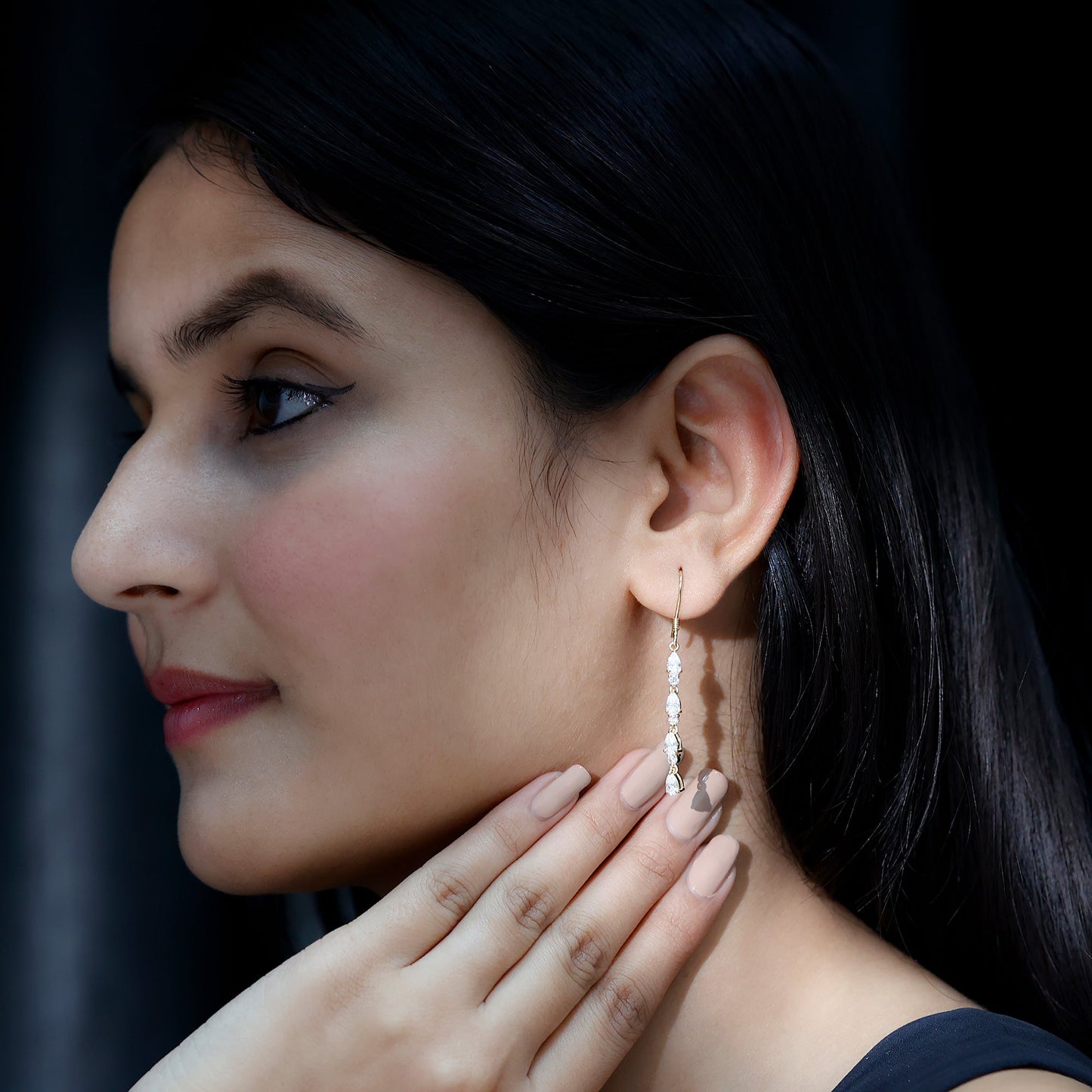 Pear and Round Cut Moissanite Dangle Earrings with Fish Hook