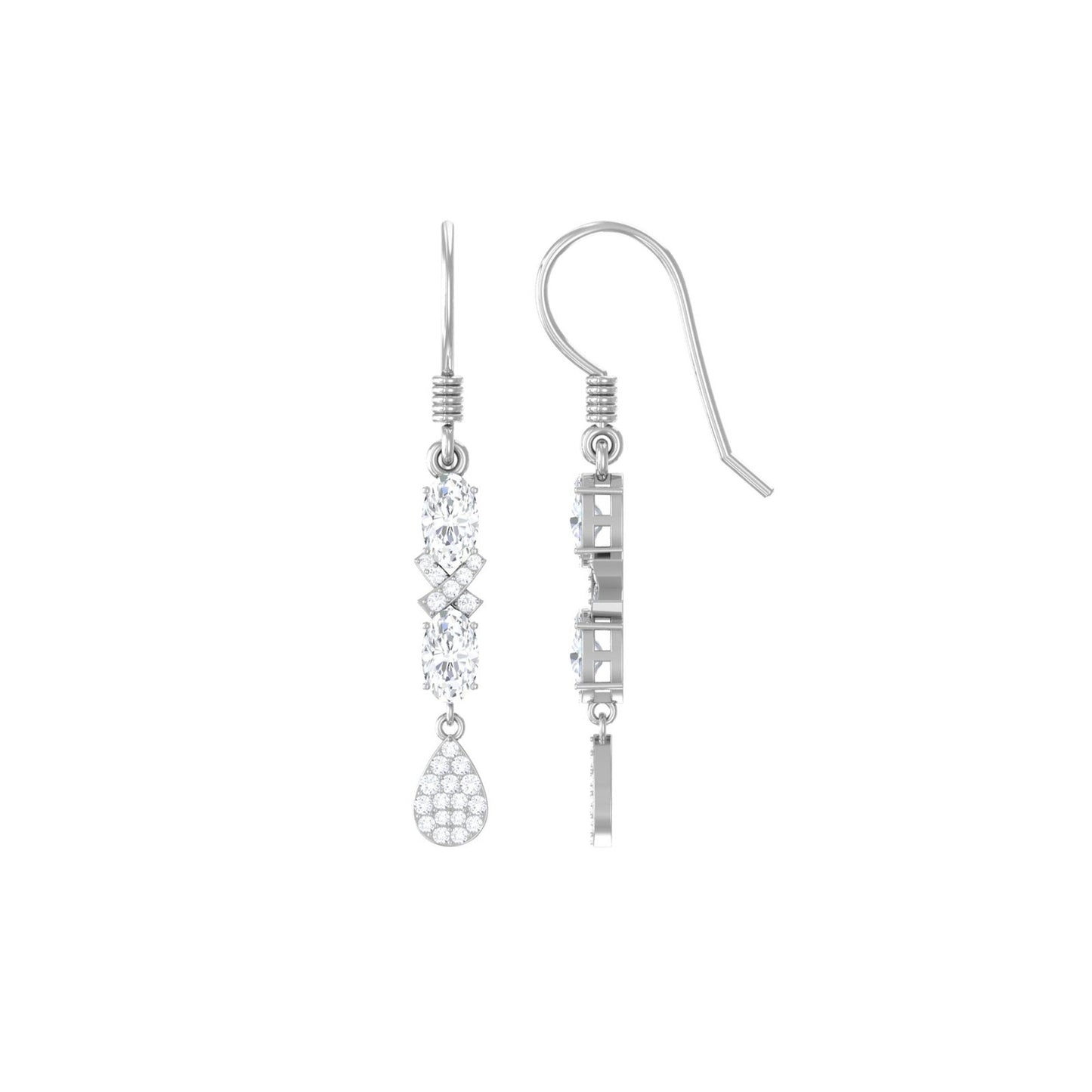 Round and Oval Cut Moissanite Dangle Earrings