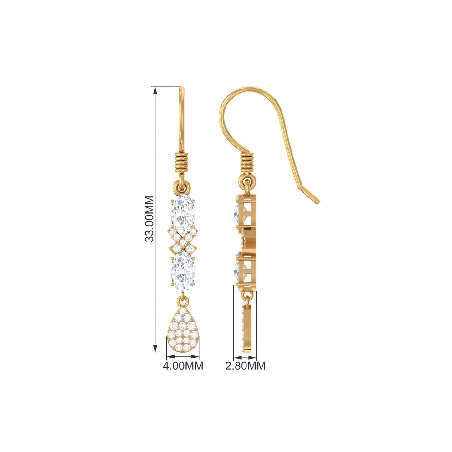 Round and Oval Cut Moissanite Dangle Earrings