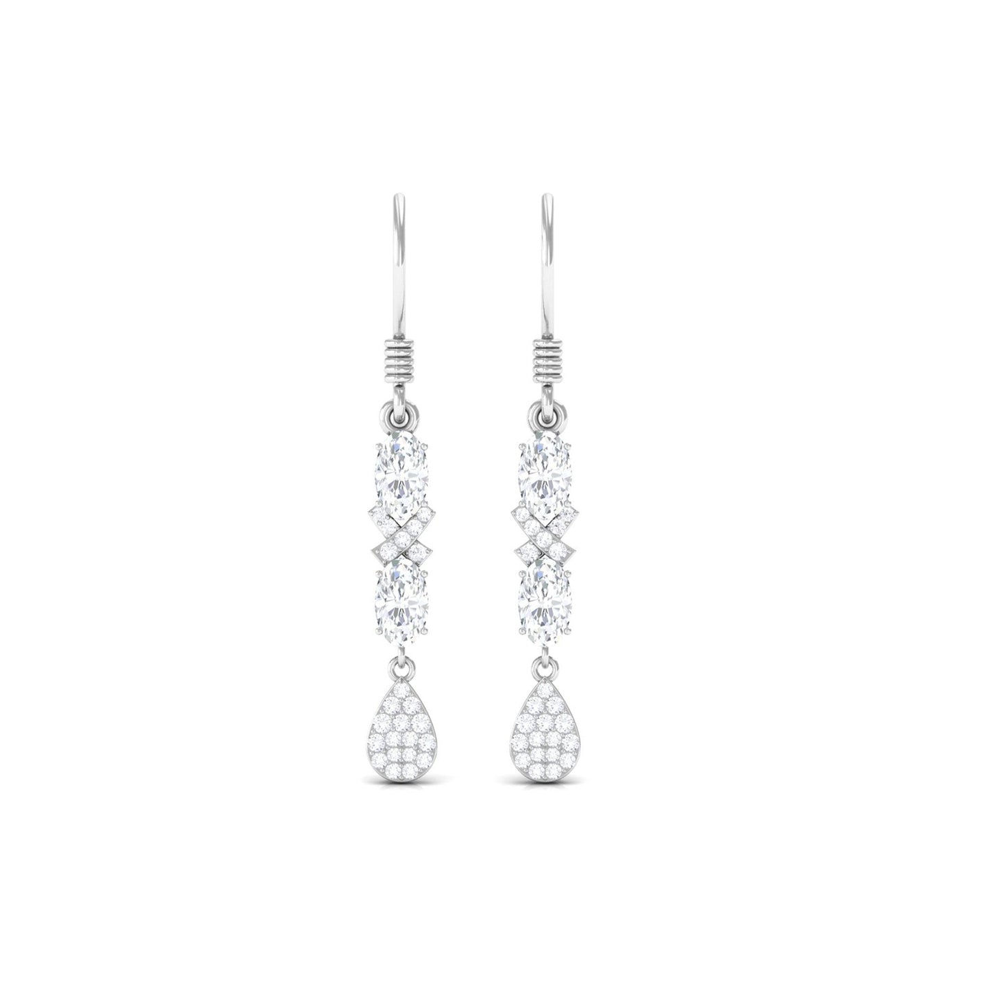 Round and Oval Cut Moissanite Dangle Earrings