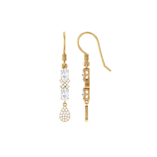 Round and Oval Cut Moissanite Dangle Earrings