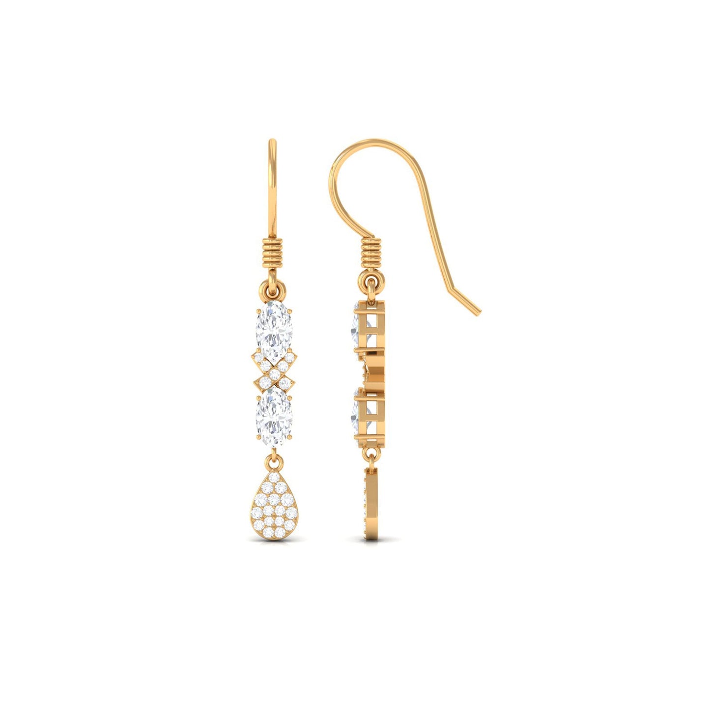 Round and Oval Cut Moissanite Dangle Earrings