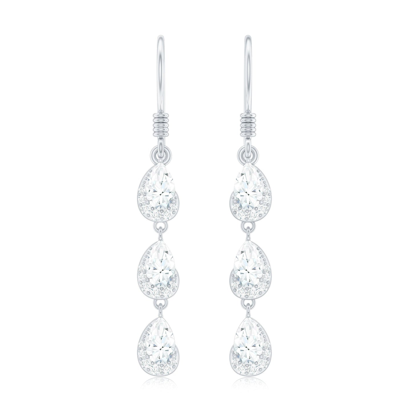 Certified Moissanite Dangling Wedding Earrings for Bride