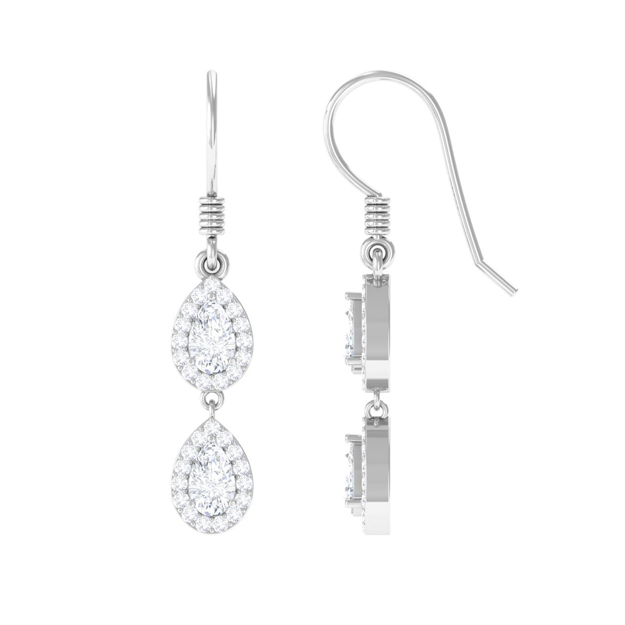 Pear and Round Cut Moissanite Dangle Earrings