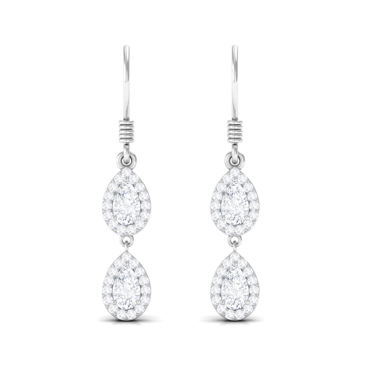Pear and Round Cut Moissanite Dangle Earrings