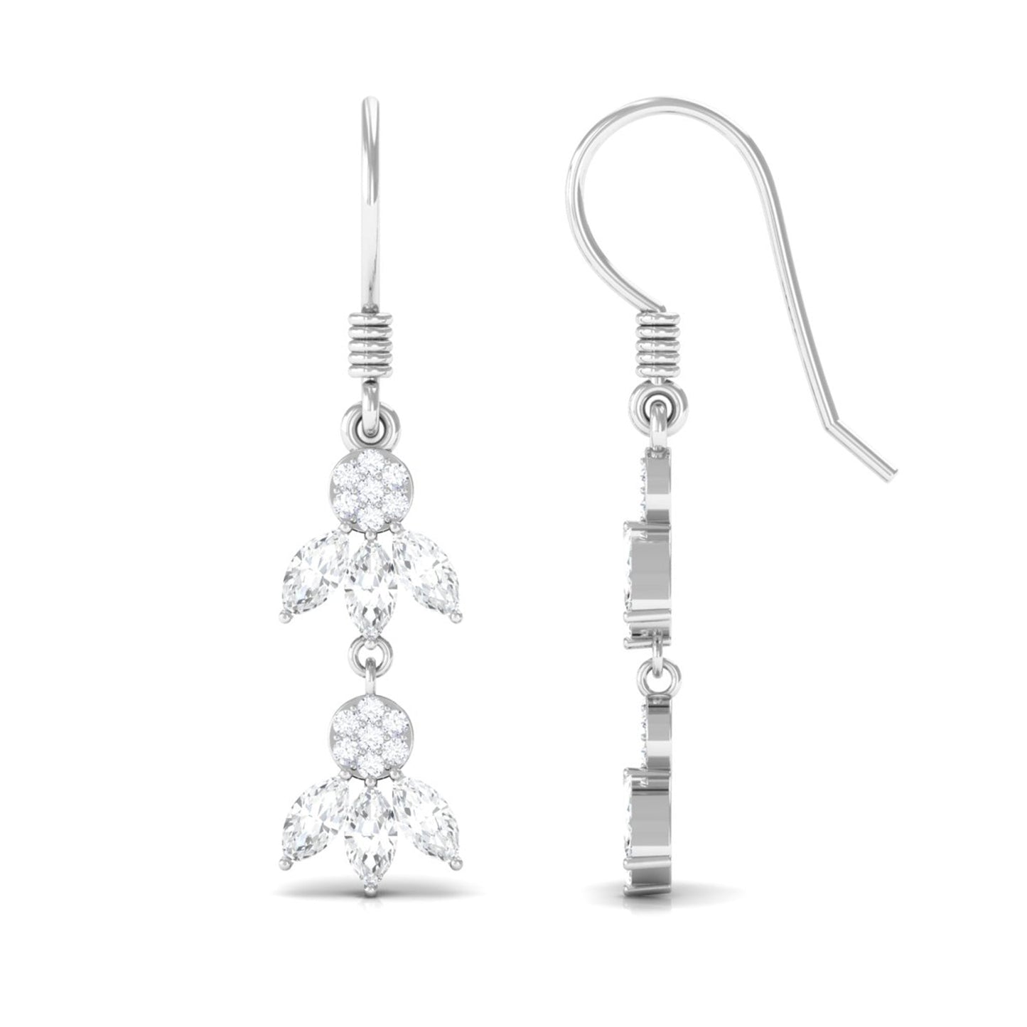 Certified Moissanite Dangling Earrings with Fish Hook