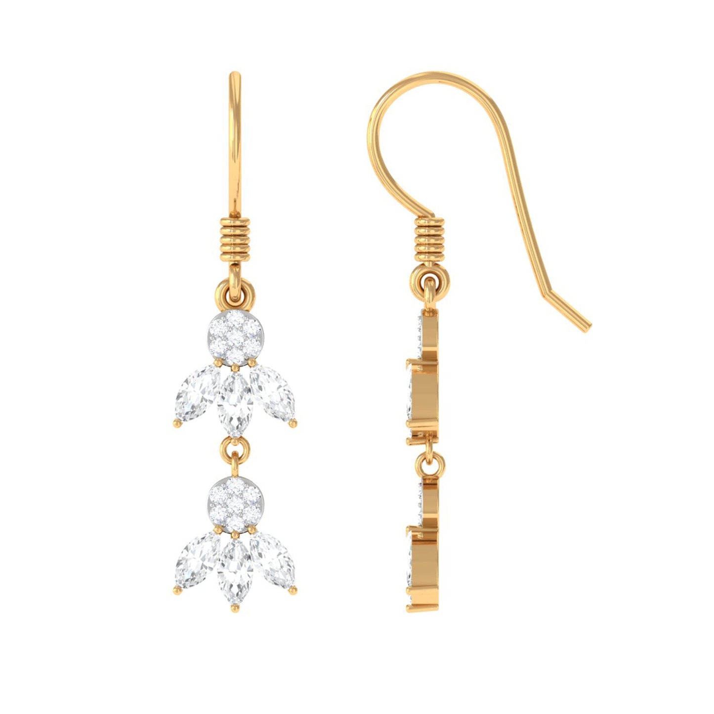Certified Moissanite Dangling Earrings with Fish Hook