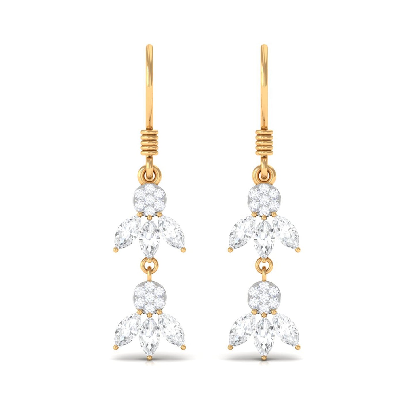 Certified Moissanite Dangling Earrings with Fish Hook