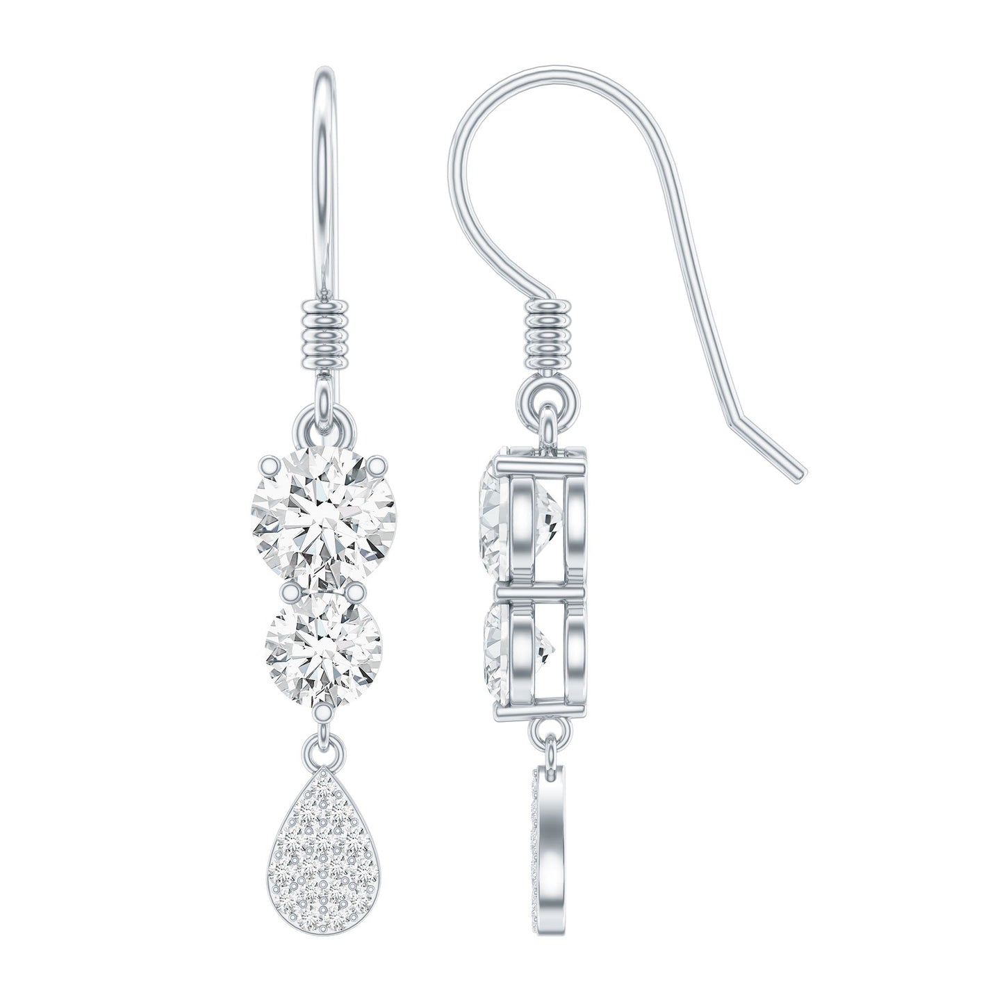 1 Carat Moissanite Dangle Earrings with Fish Hook