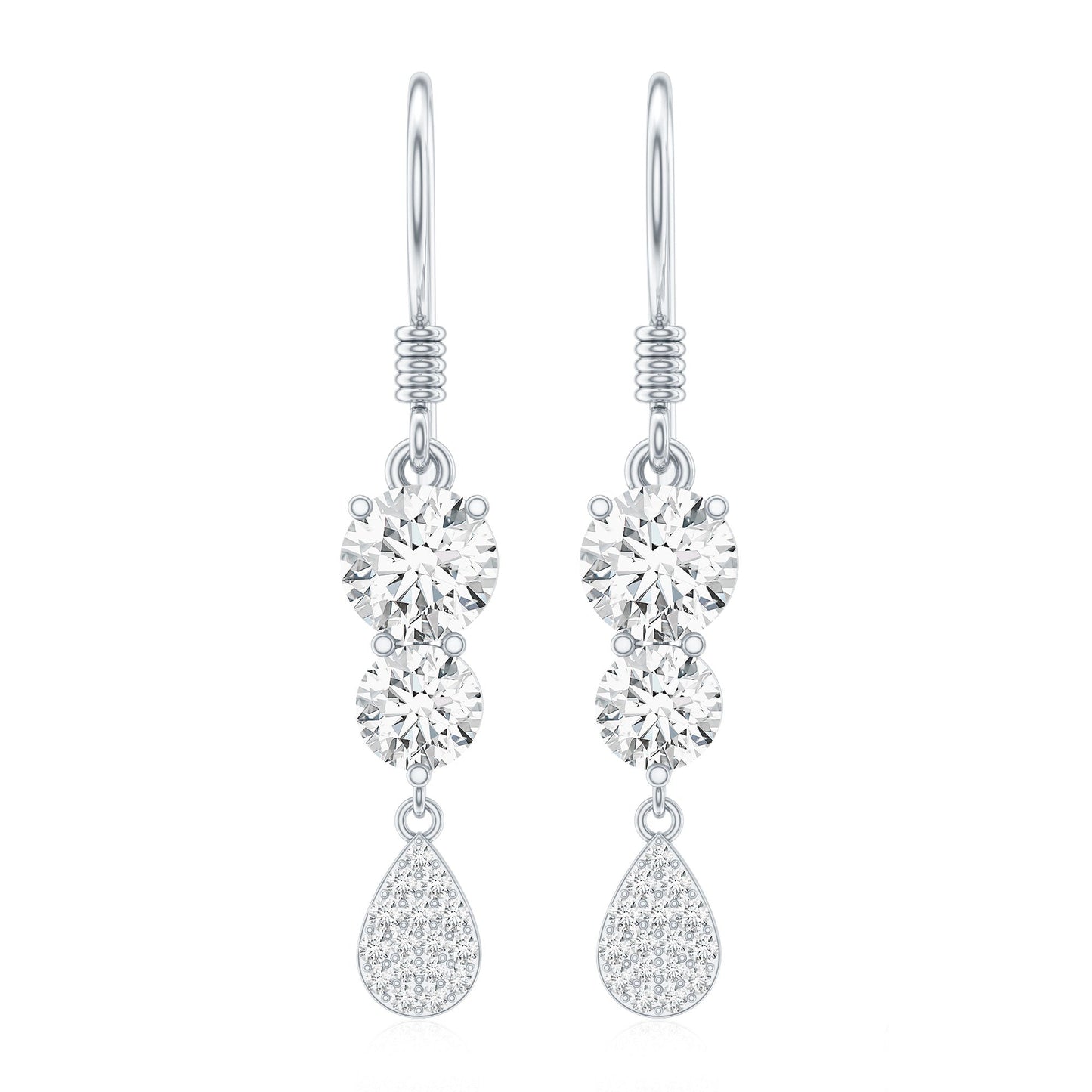 1 Carat Moissanite Dangle Earrings with Fish Hook