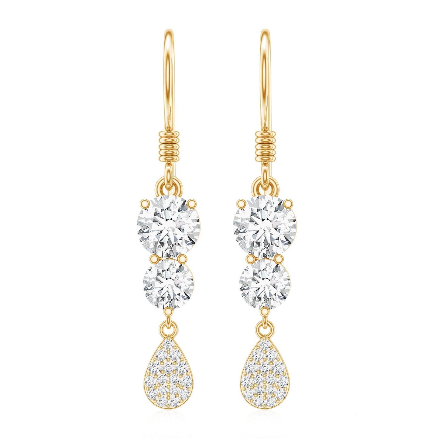 1 Carat Moissanite Dangle Earrings with Fish Hook