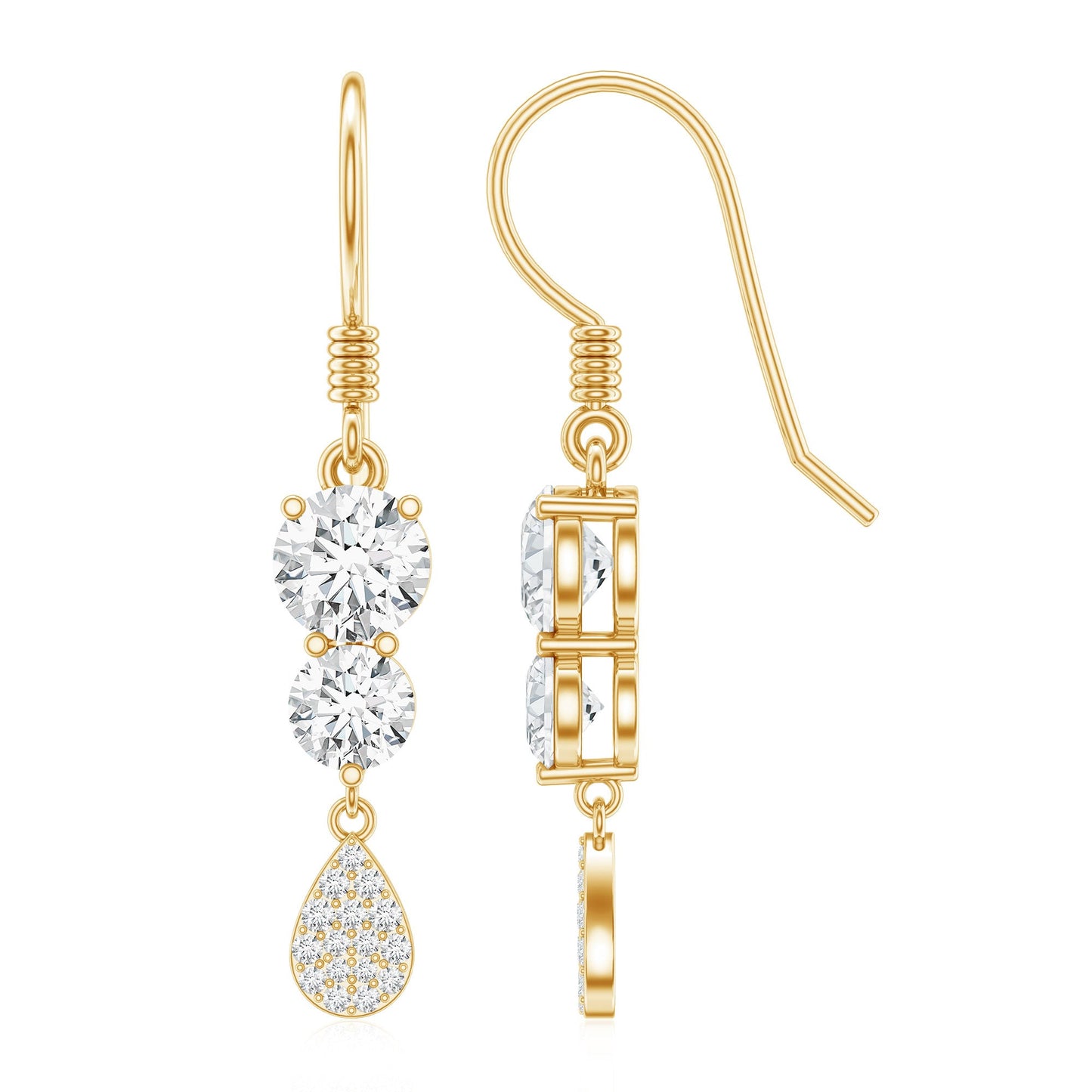 1 Carat Moissanite Dangle Earrings with Fish Hook