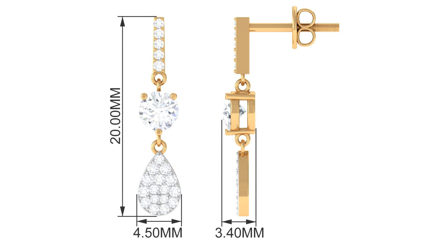 Round Cut Moissanite Classic Dangle Drop Earrings