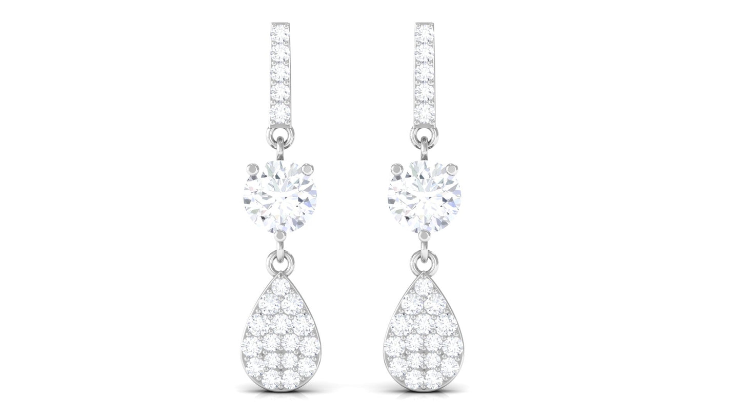 Round Cut Moissanite Classic Dangle Drop Earrings