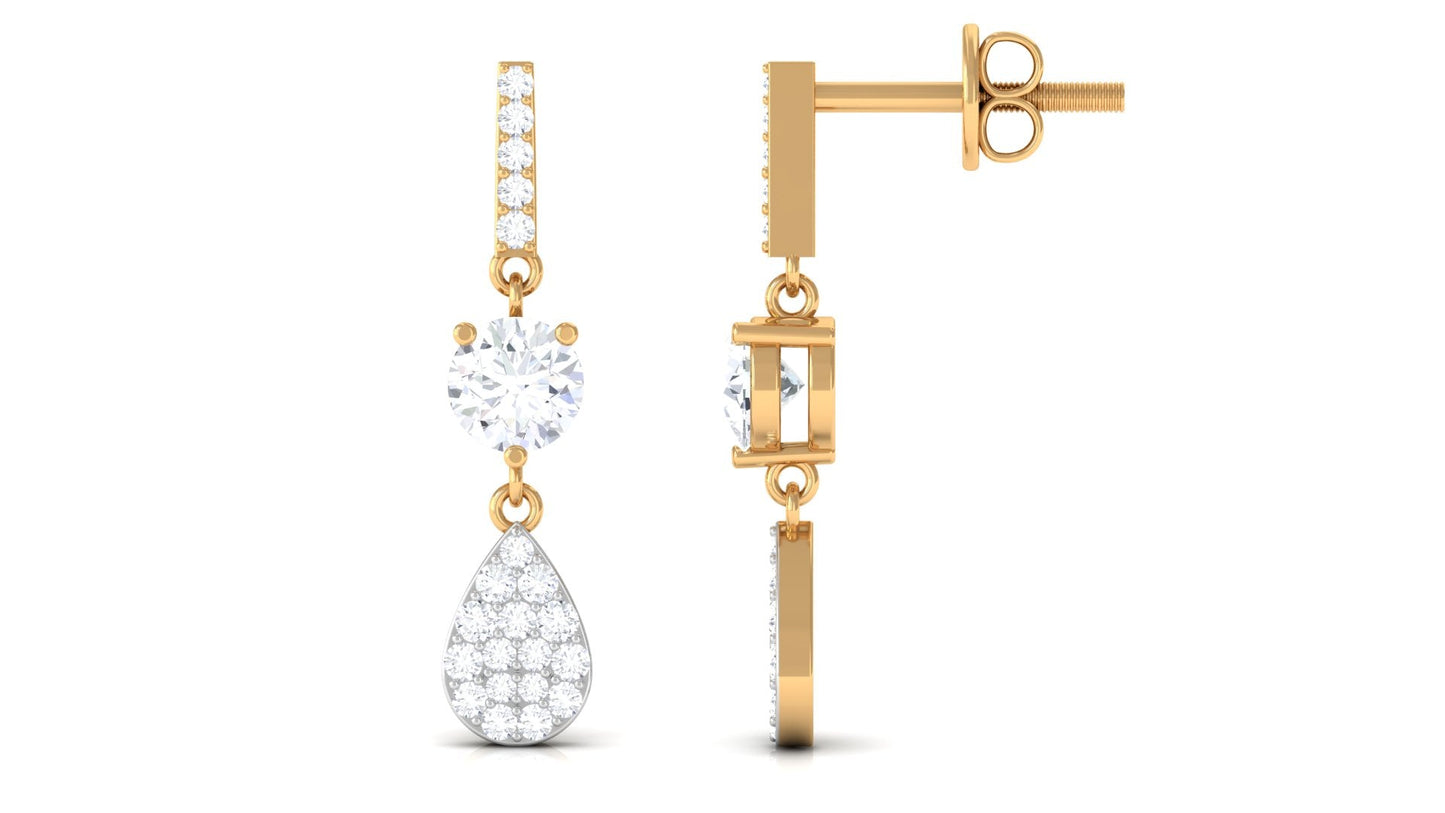 Round Cut Moissanite Classic Dangle Drop Earrings
