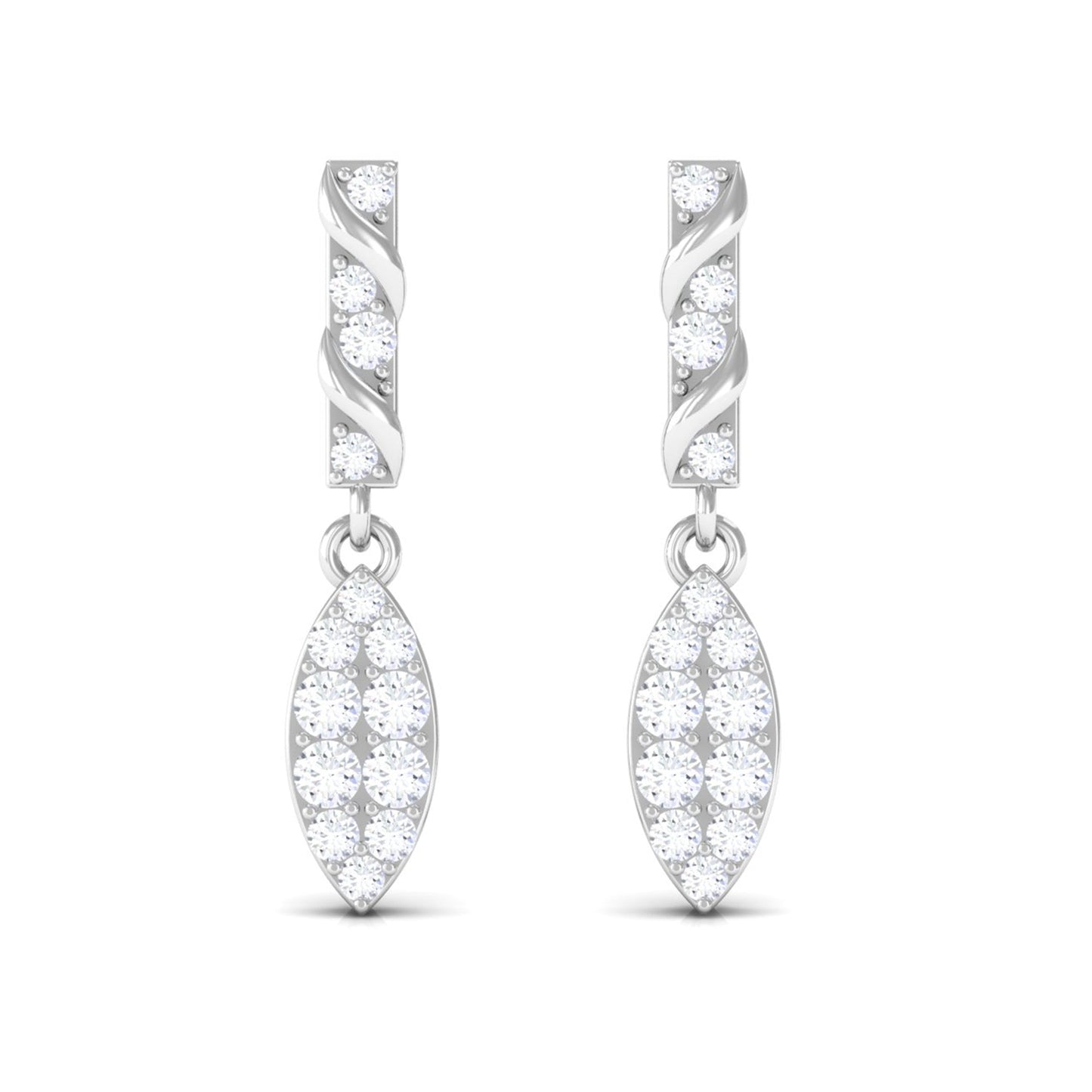 Certified Moissanite Leaf Dangle Drop Earrings
