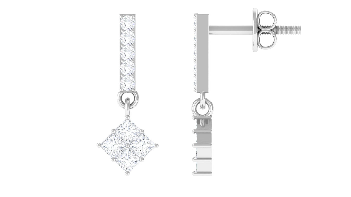 Contemporary Moissanite Dangle Drop Earrings