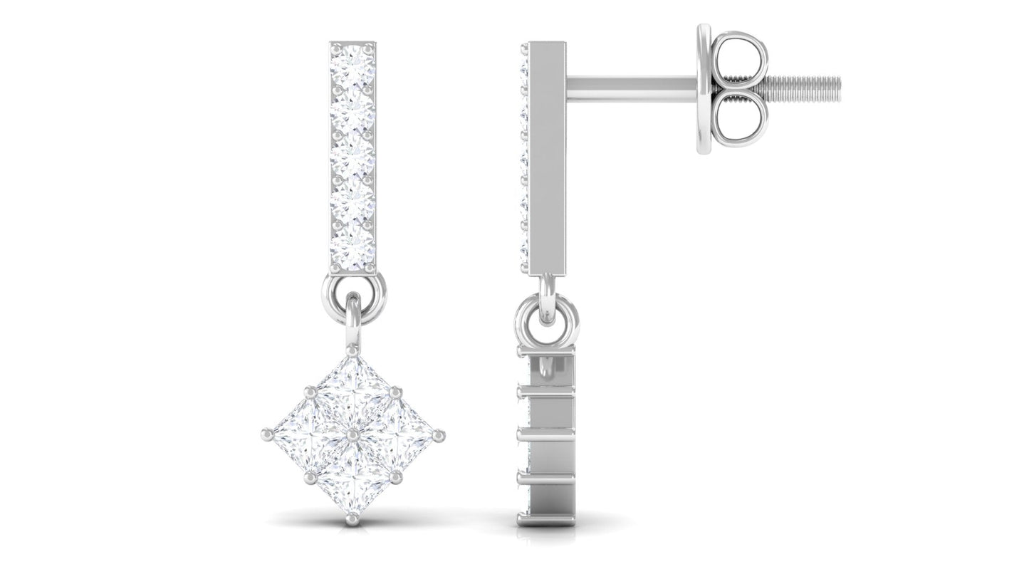 Contemporary Moissanite Dangle Drop Earrings