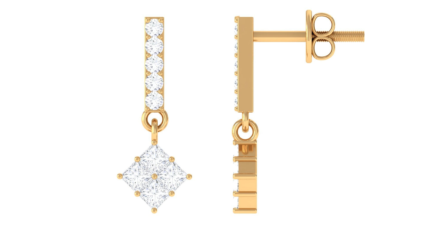 Contemporary Moissanite Dangle Drop Earrings