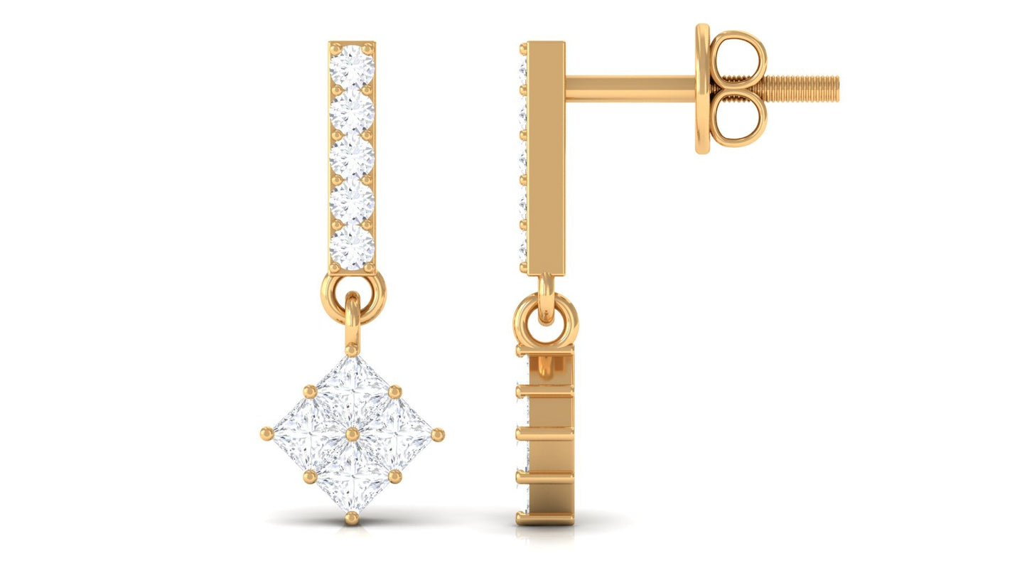 Contemporary Moissanite Dangle Drop Earrings
