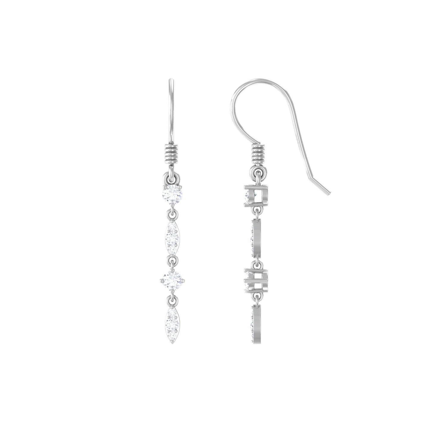 Womens Moissanite Dangle Earrings with Fish Hook