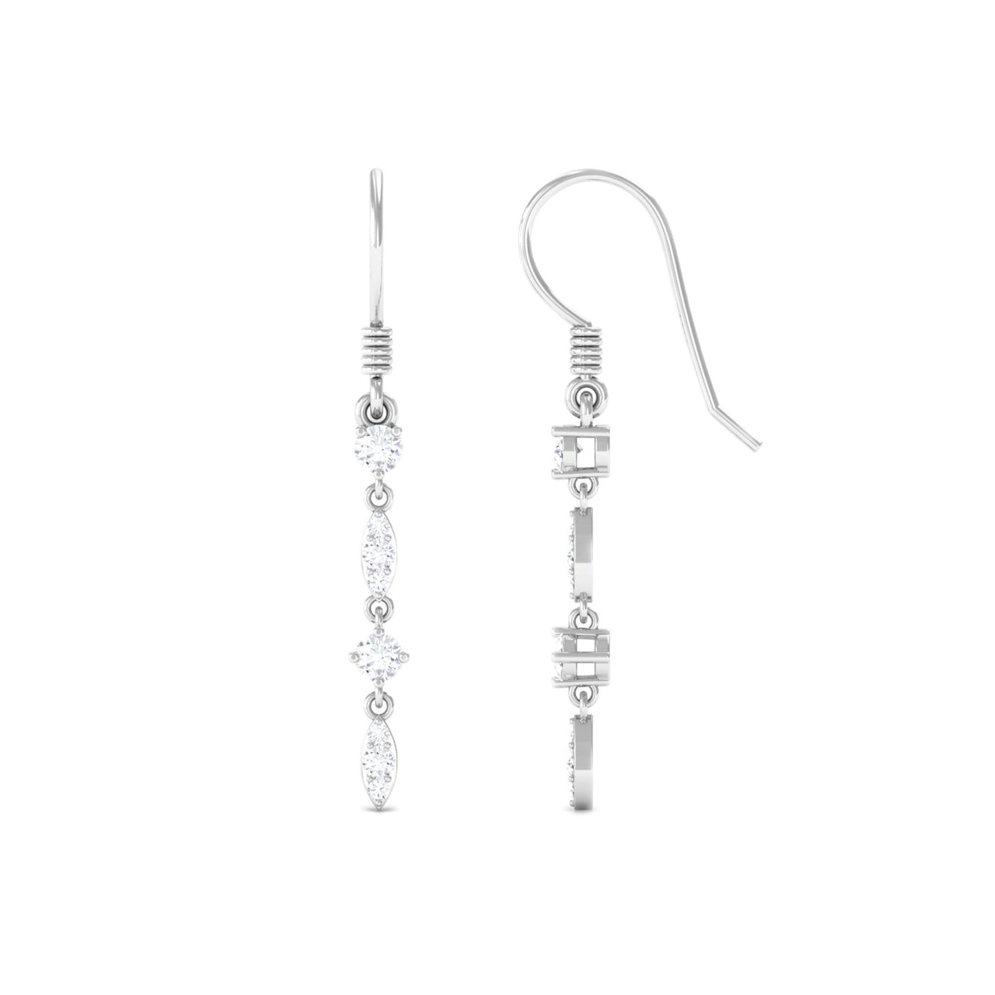 Womens Moissanite Dangle Earrings with Fish Hook