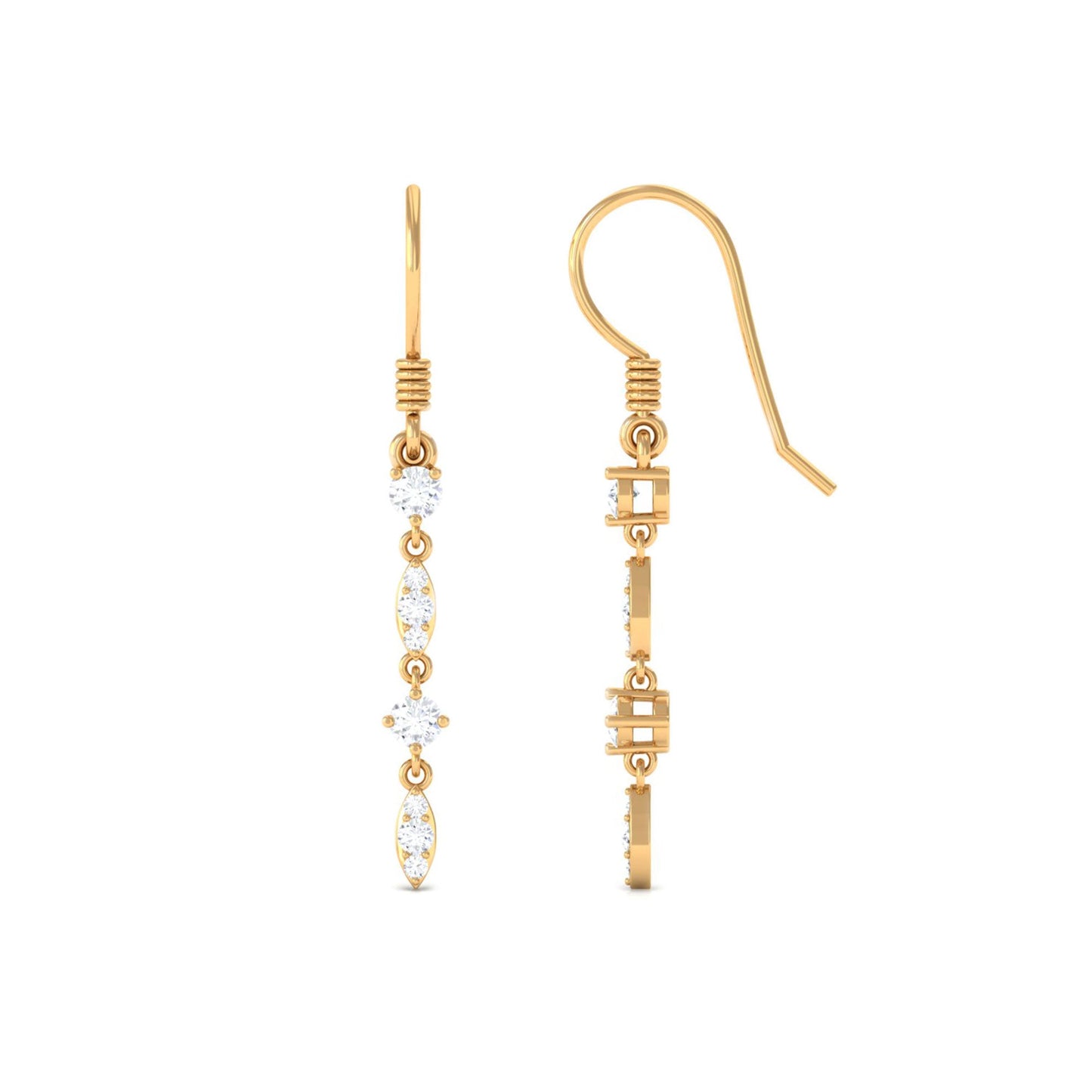 Womens Moissanite Dangle Earrings with Fish Hook