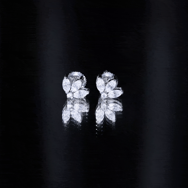 Certified Moissanite Lotus Flower Stud Earring
