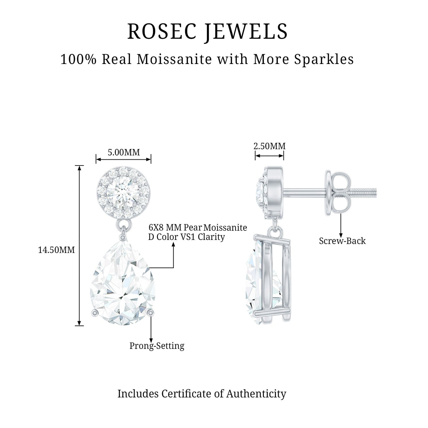 Classic Moissanite Bridal Drop Earrings