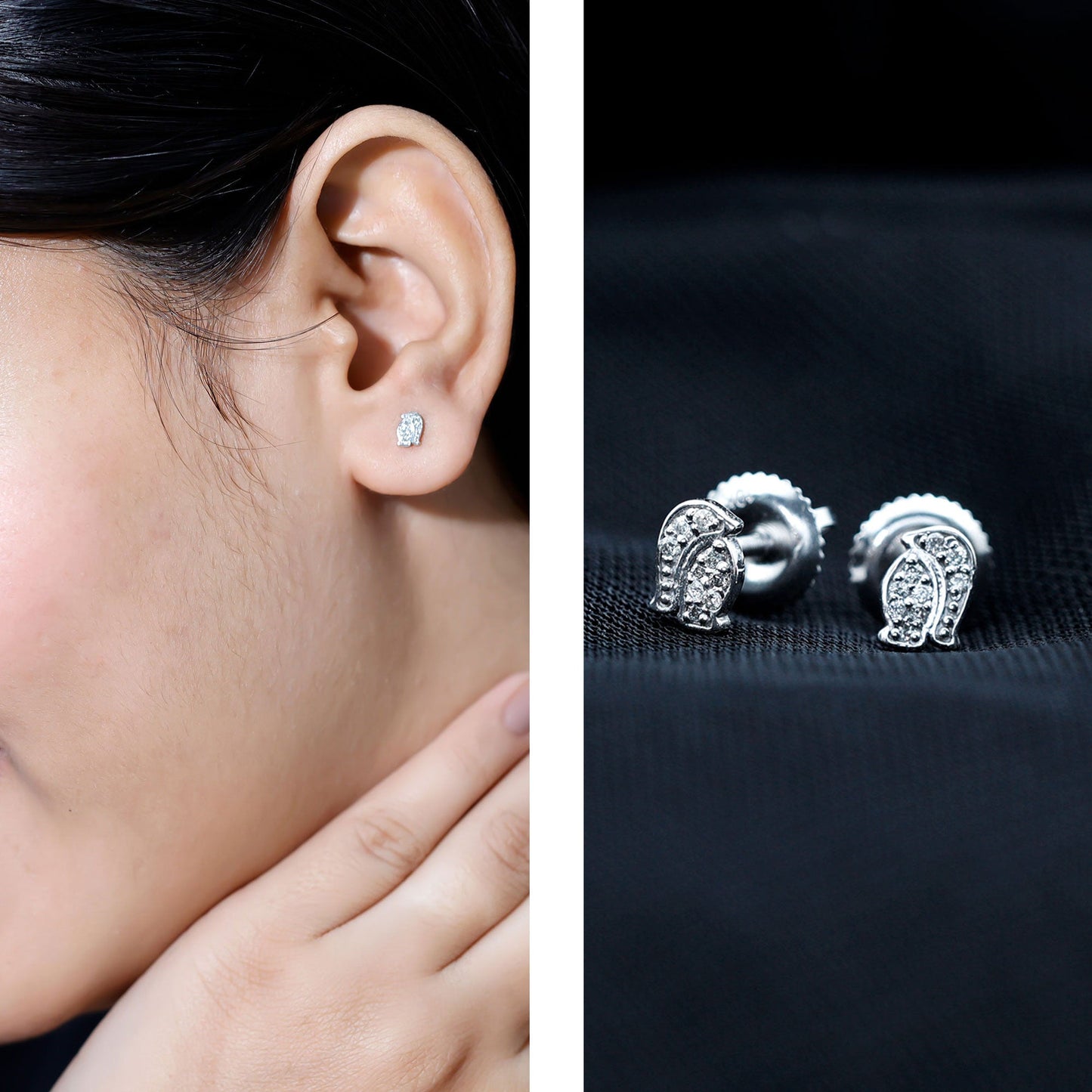 Natural Diamond Christmas Penguin Earrings With Certificate