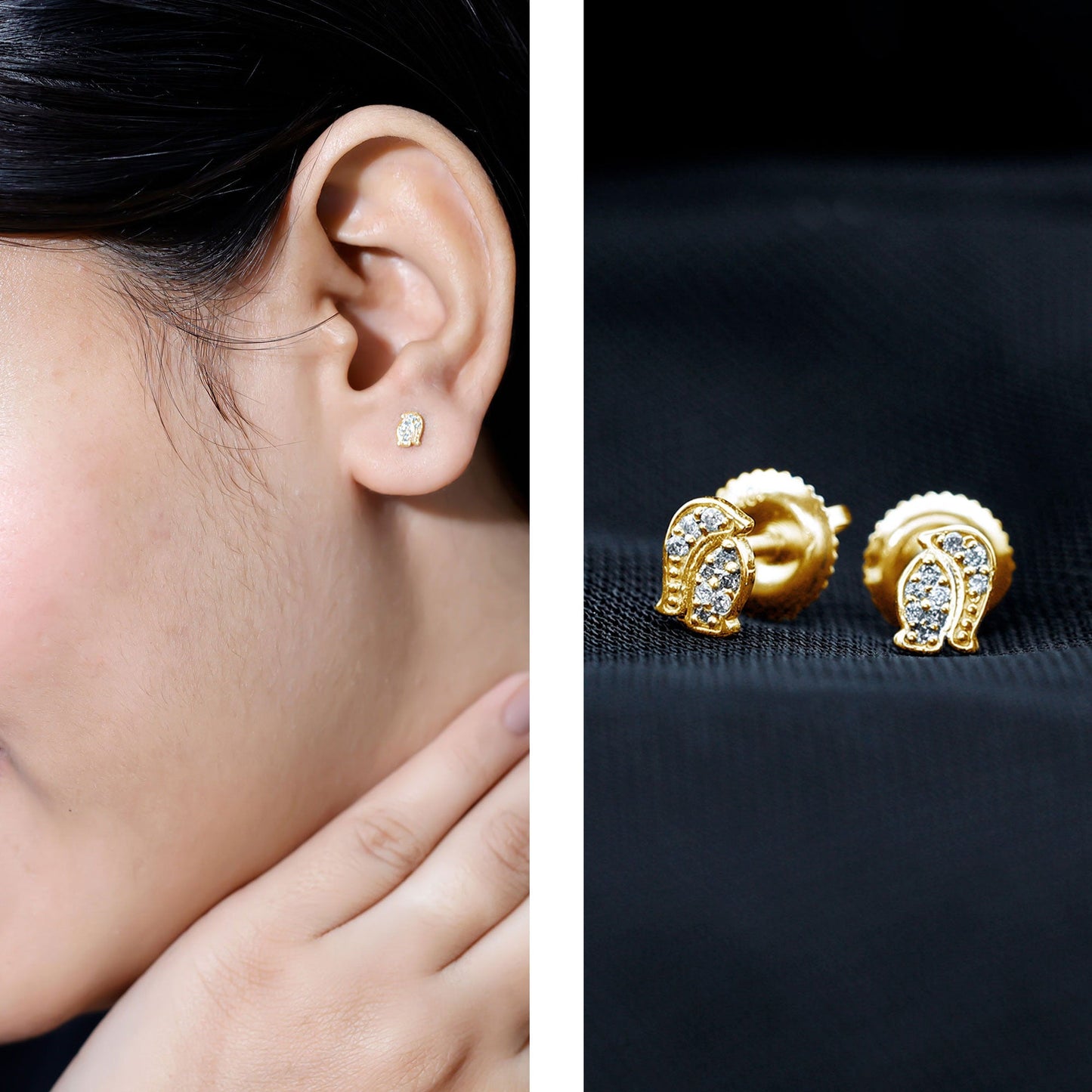 Natural Diamond Christmas Penguin Earrings With Certificate