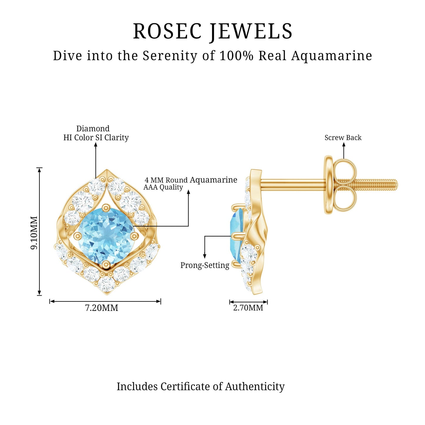 Vintage Inspired Aquamarine Diamond Leaf Earrings