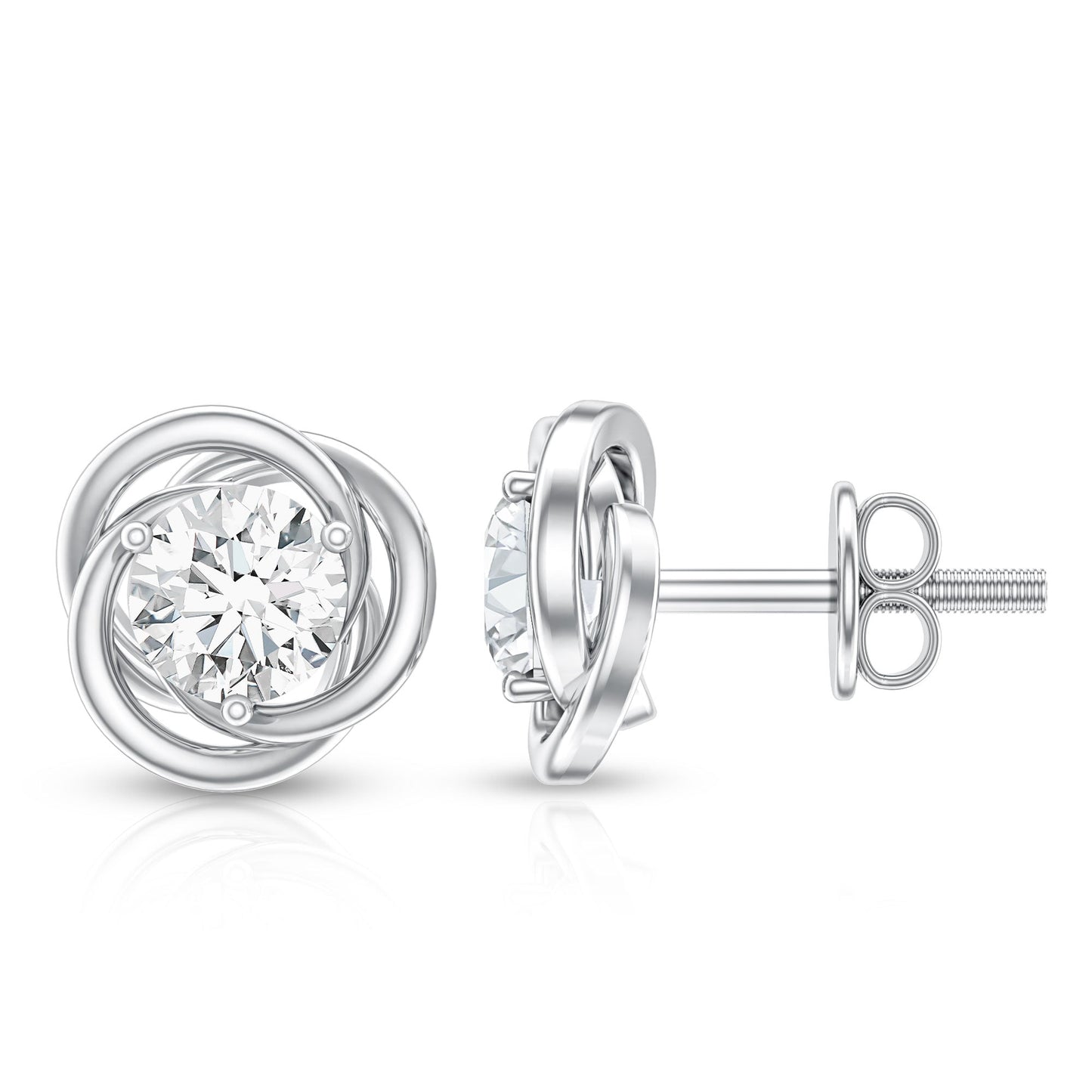 Certified Lab Grown Diamond Swirl Earrings With Screw Back