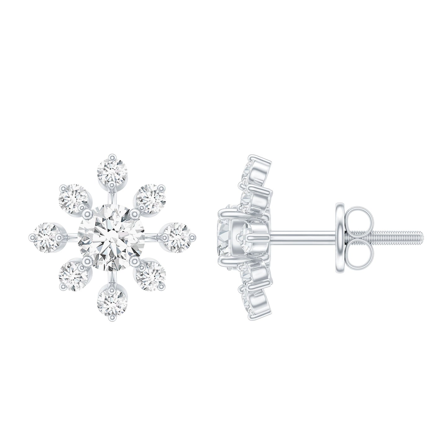 Certified Lab Grown Diamond Snowflake Stud Earrings