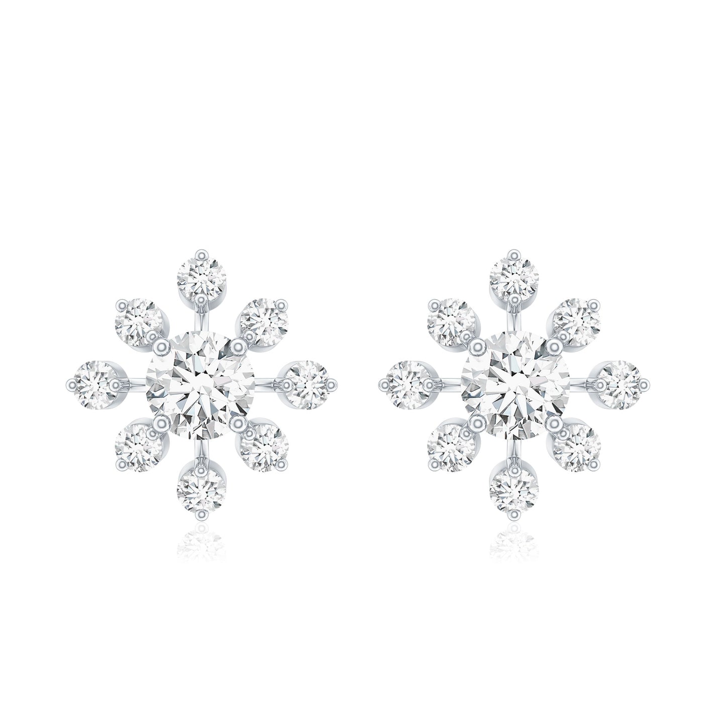 Certified Lab Grown Diamond Snowflake Stud Earrings