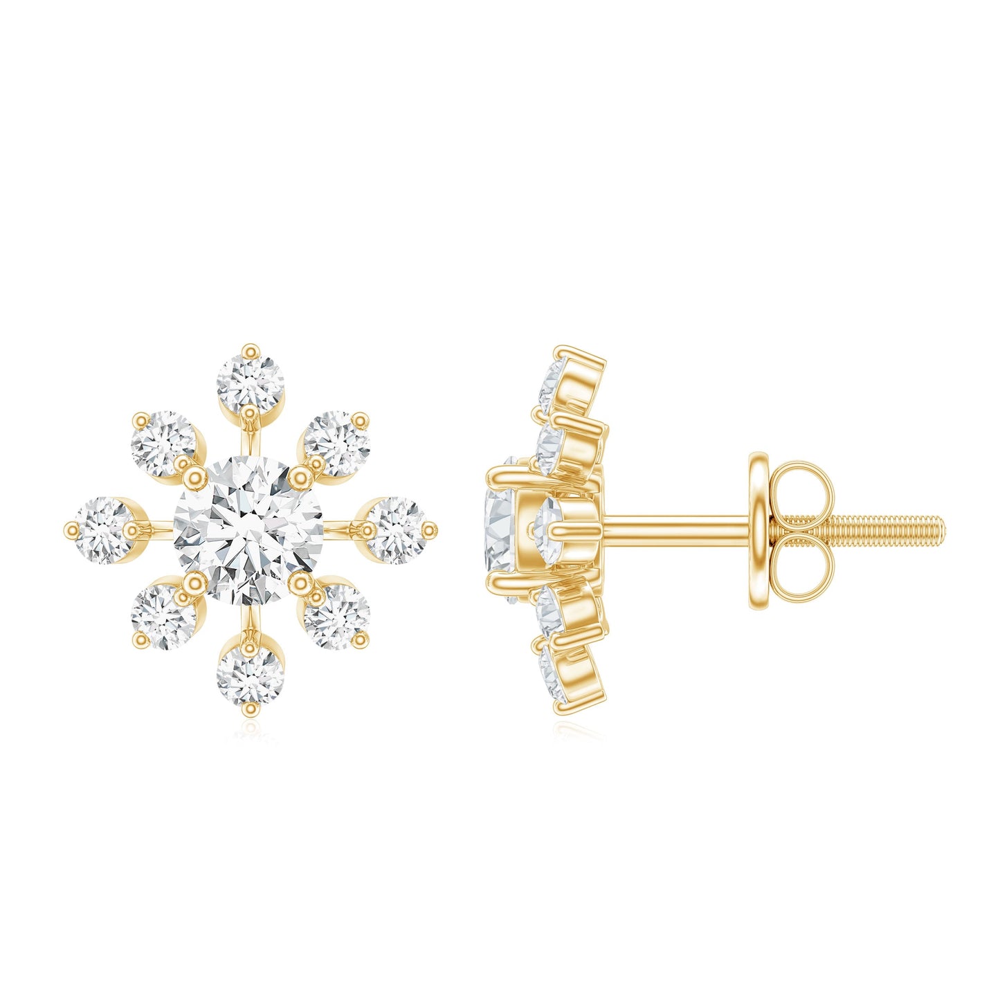 Certified Lab Grown Diamond Snowflake Stud Earrings