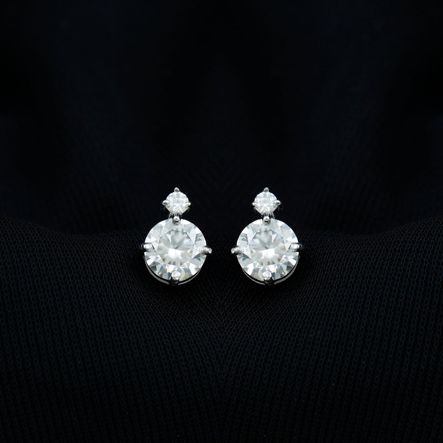 Lab 1.9 Carat Round Diamond Solitaire Stud Earrings