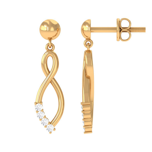 Certified Moissanite Infinity Drop Earrings with Screw Back