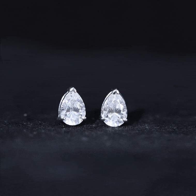 Pear Shape Lab Grown Diamond Solitaire Stud Earrings