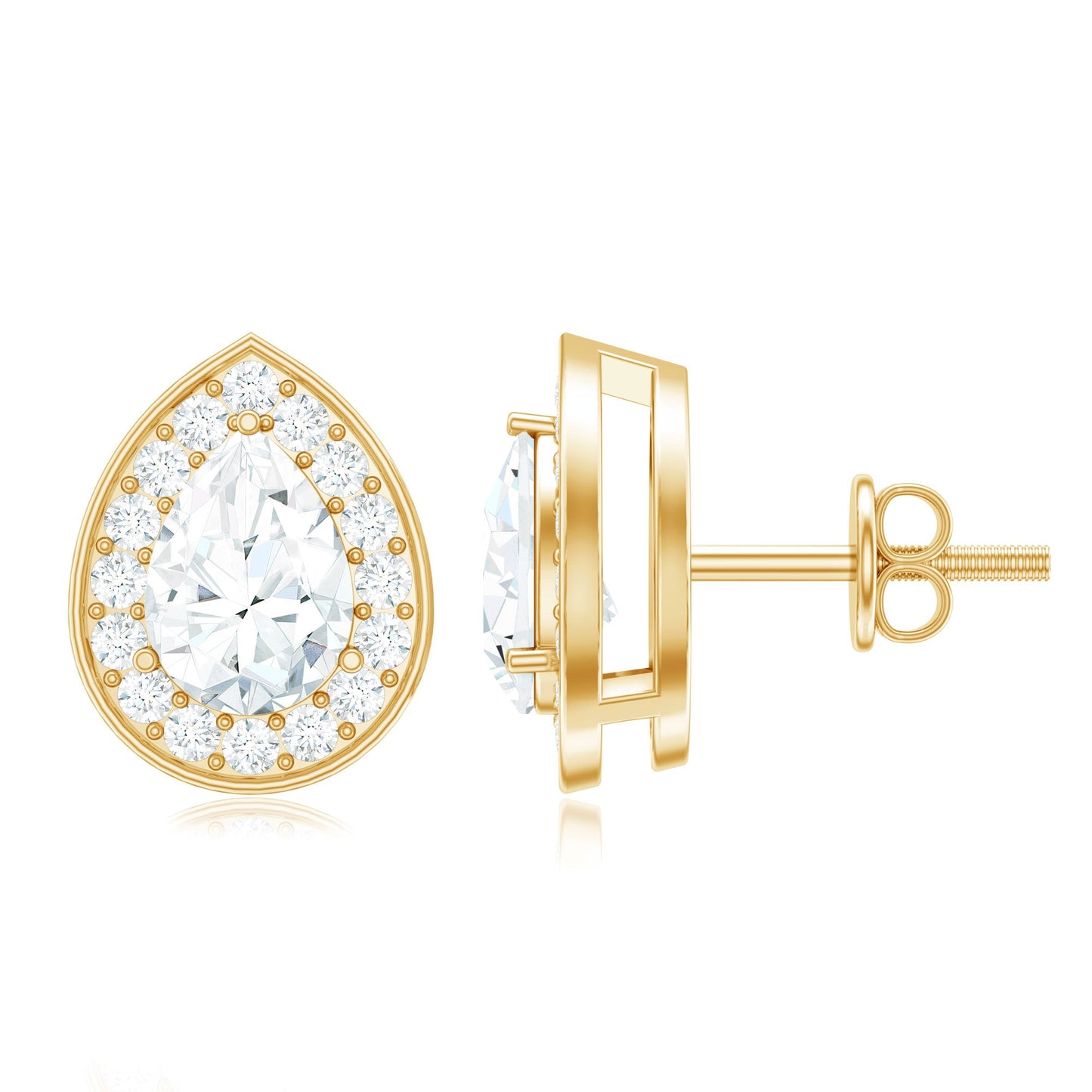 Pear Shape Lab Grown Diamond Classic Halo Stud Earrings