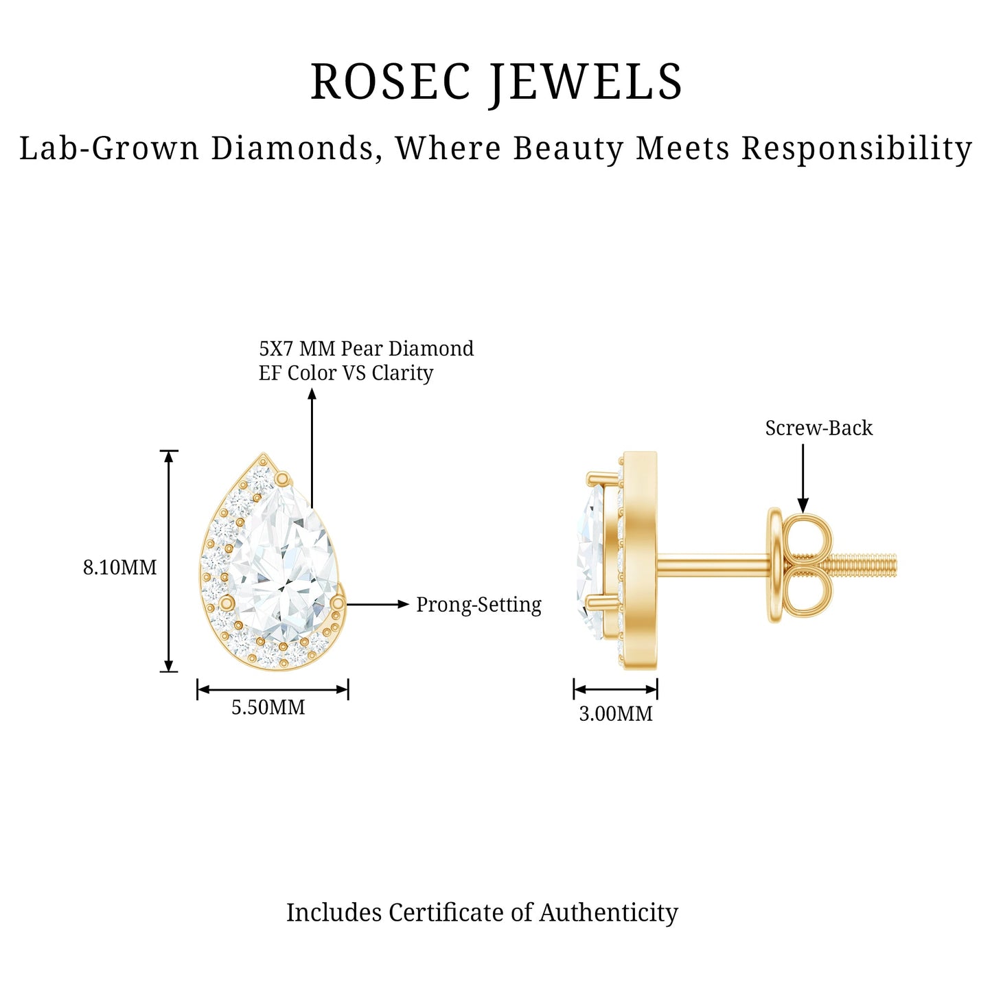 Minimal Lab Grown Diamond Teardrop Stud Earrings
