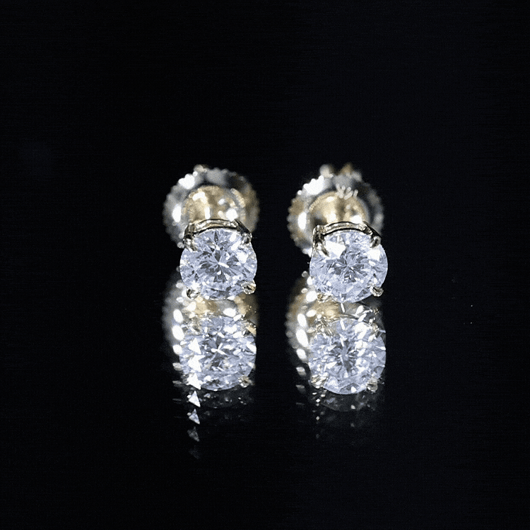Lab Grown Diamond Solitaire Stud Earrings with Screw Back