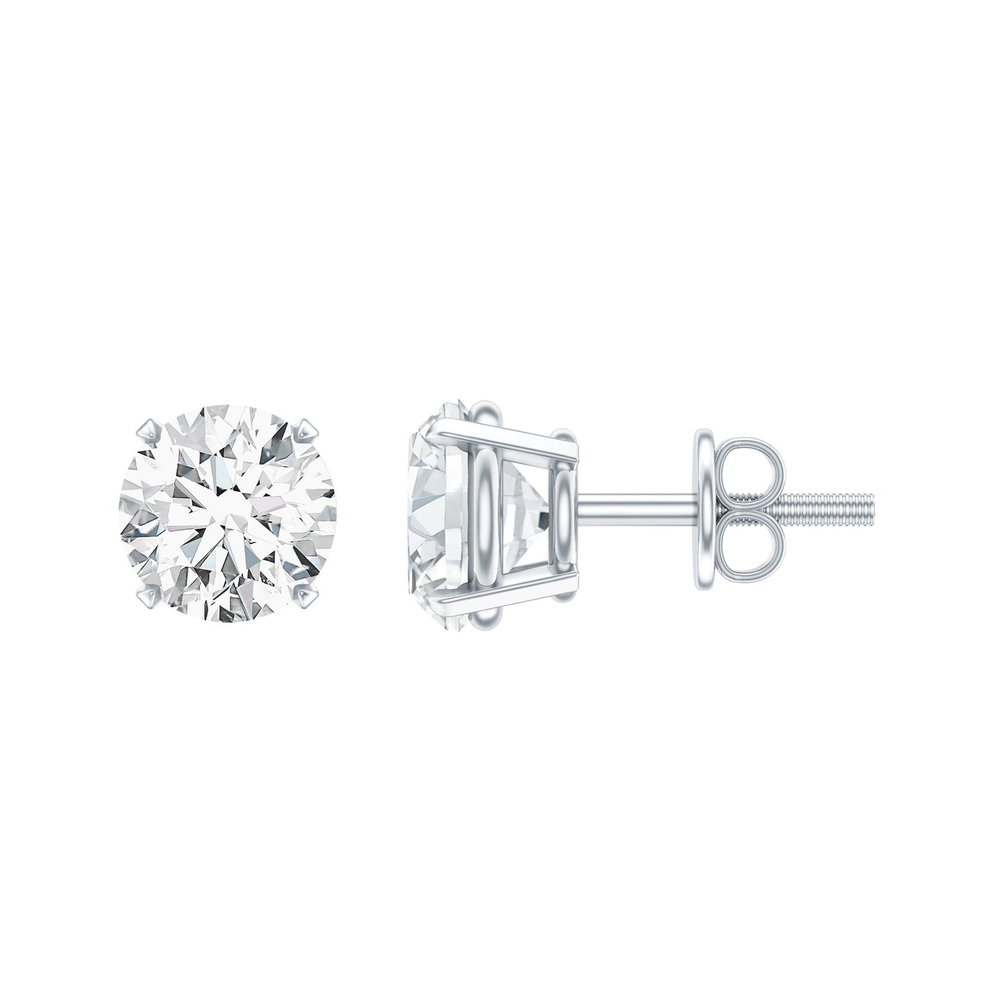 Lab Grown Diamond Solitaire Stud Earrings with Screw Back