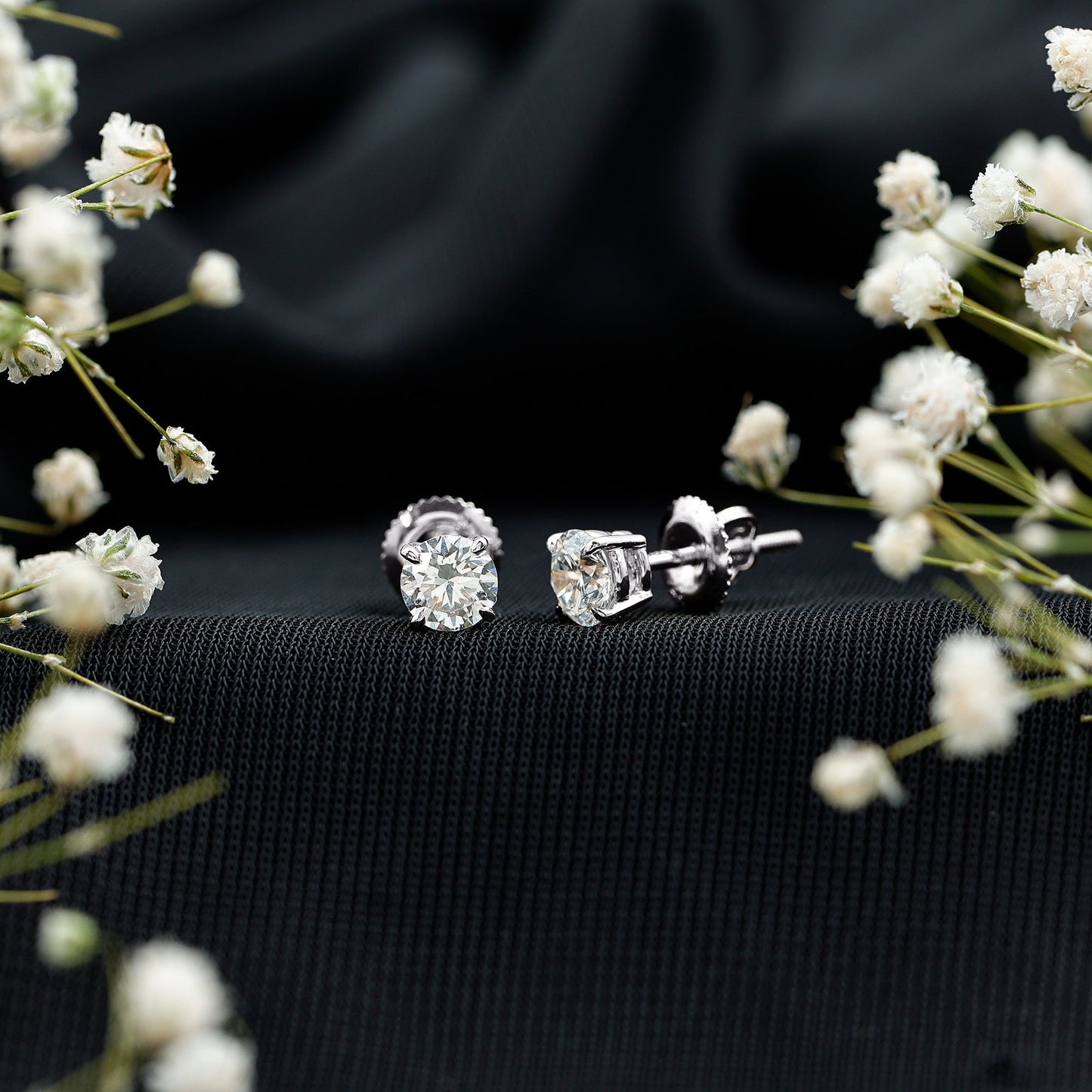 Lab Grown Diamond Solitaire Stud Earrings with Screw Back