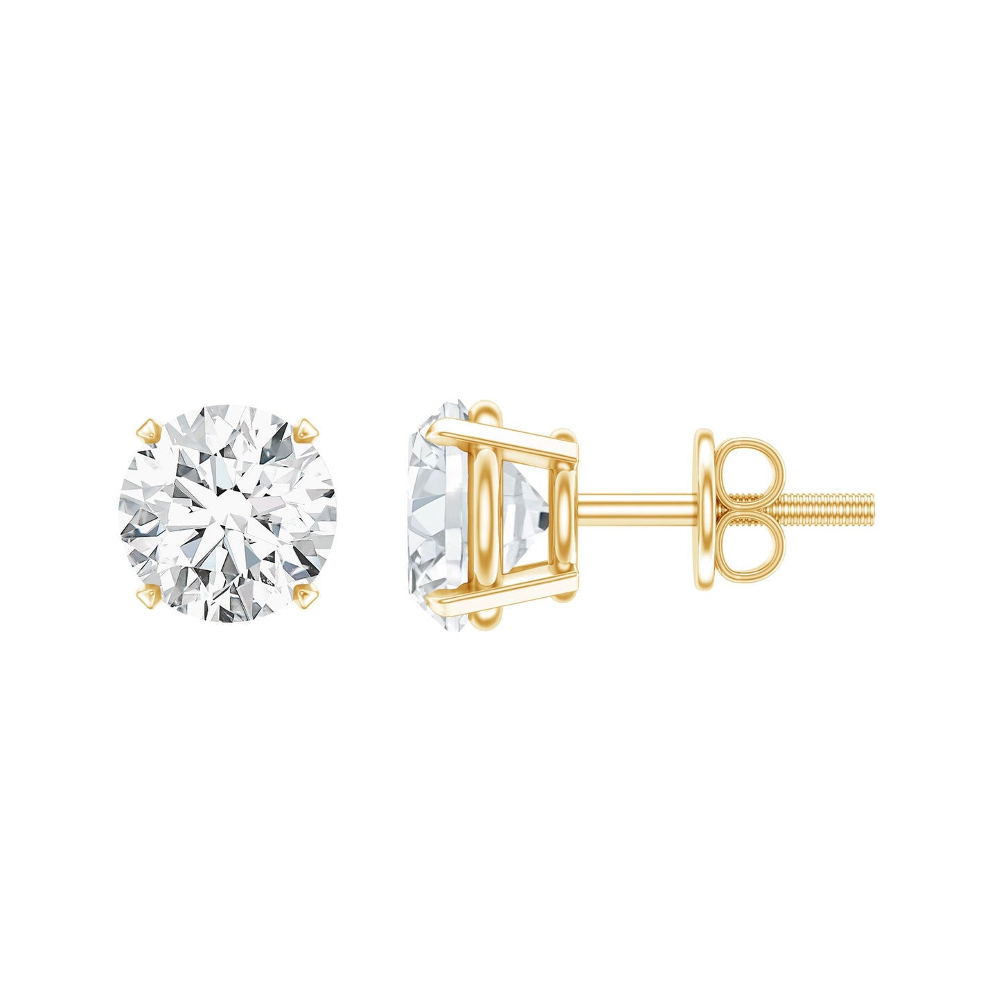 Lab Grown Diamond Solitaire Stud Earrings with Screw Back