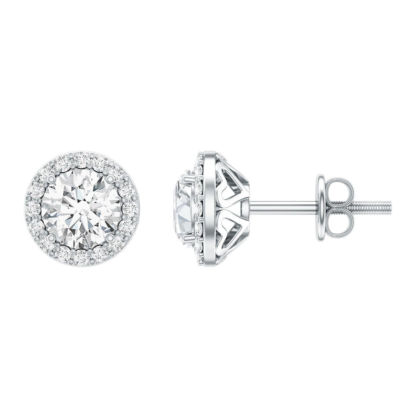 Classic Lab Grown Diamond Stud Earrings with Halo