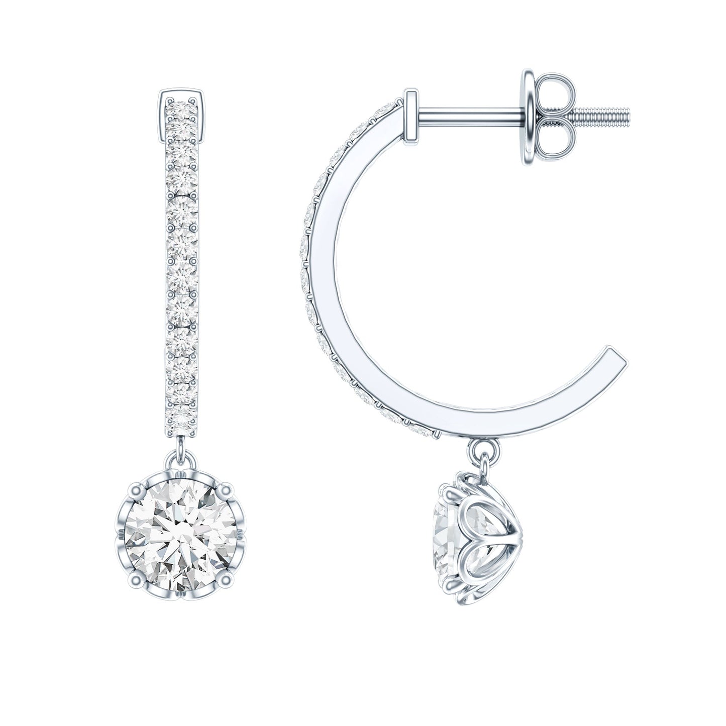 Lab Grown Diamond Minimal Hoop Drop Earrings